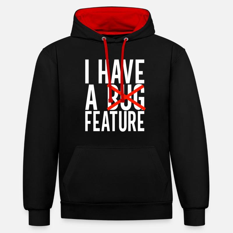 Programmeur Informaticien - Sweat à capuche contrasté - noir/rouge