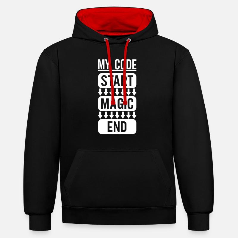 Programmeur Informaticien - Sweat à capuche contrasté - noir/rouge