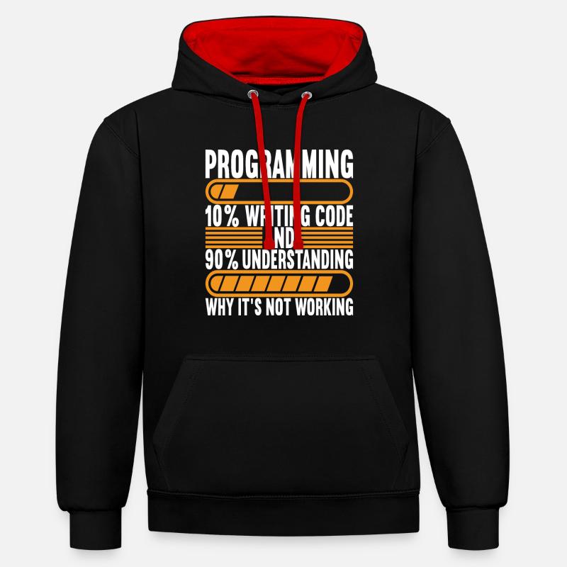 Programmeur Informaticien - Sweat à capuche contrasté - noir/rouge