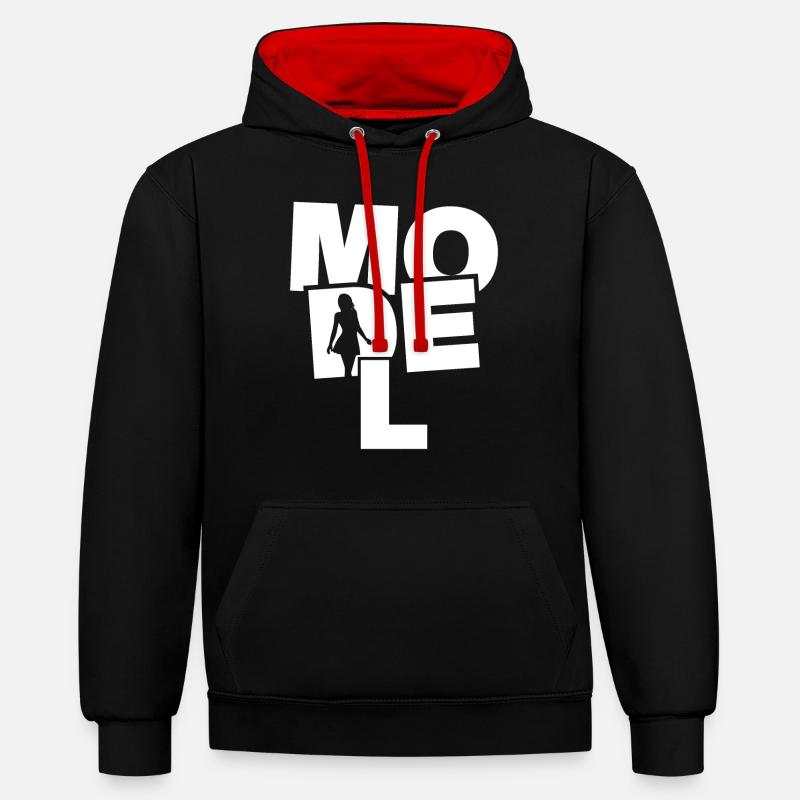 Profession Travail - Modèle - Sweat à capuche contrasté - noir/rouge