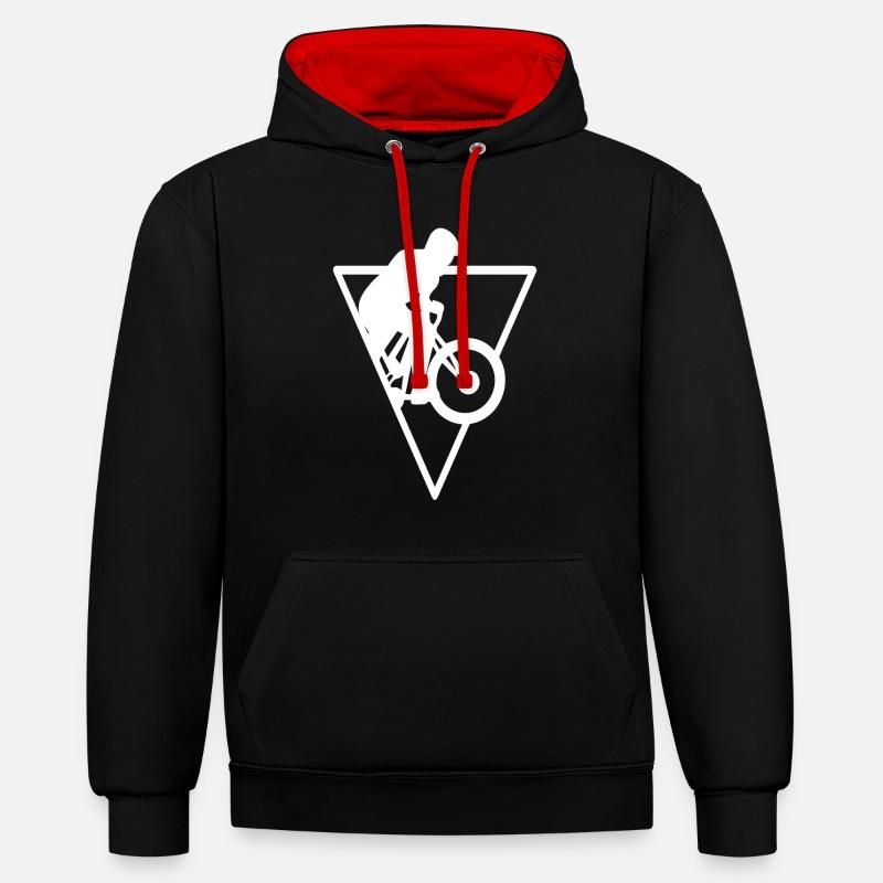 Triangle - Cyclisme - (2) - Sweat à capuche contrasté - noir/rouge