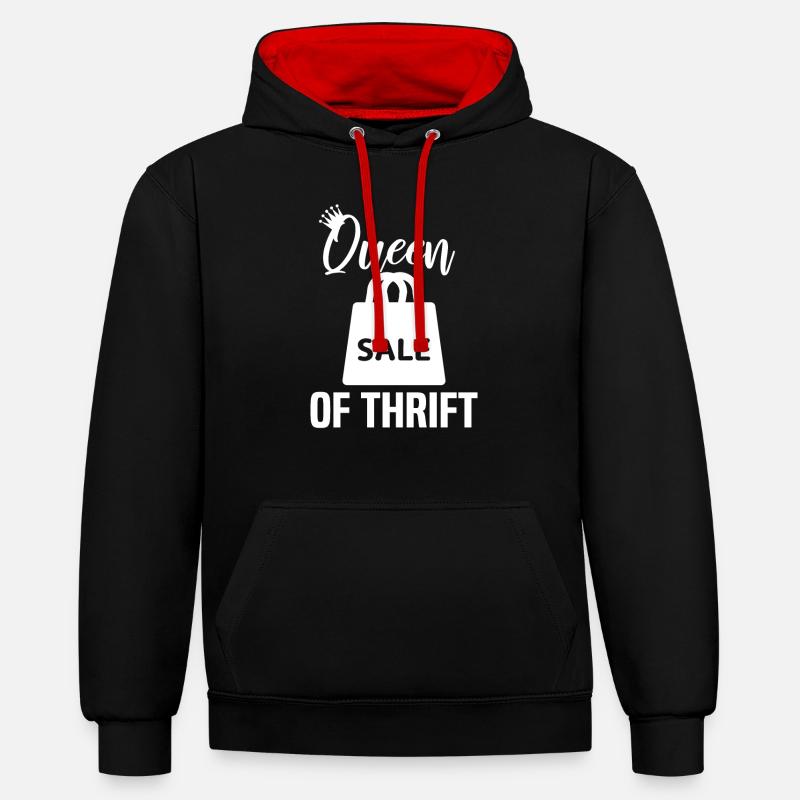Secondhandladen Secondhand Öko Hipster Gebraucht - Kontrast-Hoodie - Schwarz/Rot