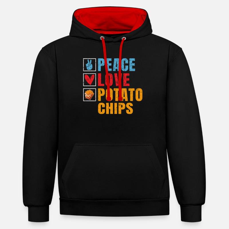 Cadeau de croustilles - Sweat à capuche contrasté - noir/rouge