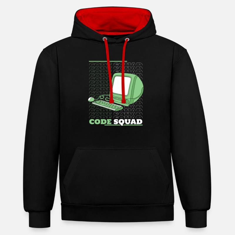 Entwickler Coder Programmierer Rechner - Kontrast-Hoodie - Schwarz/Rot