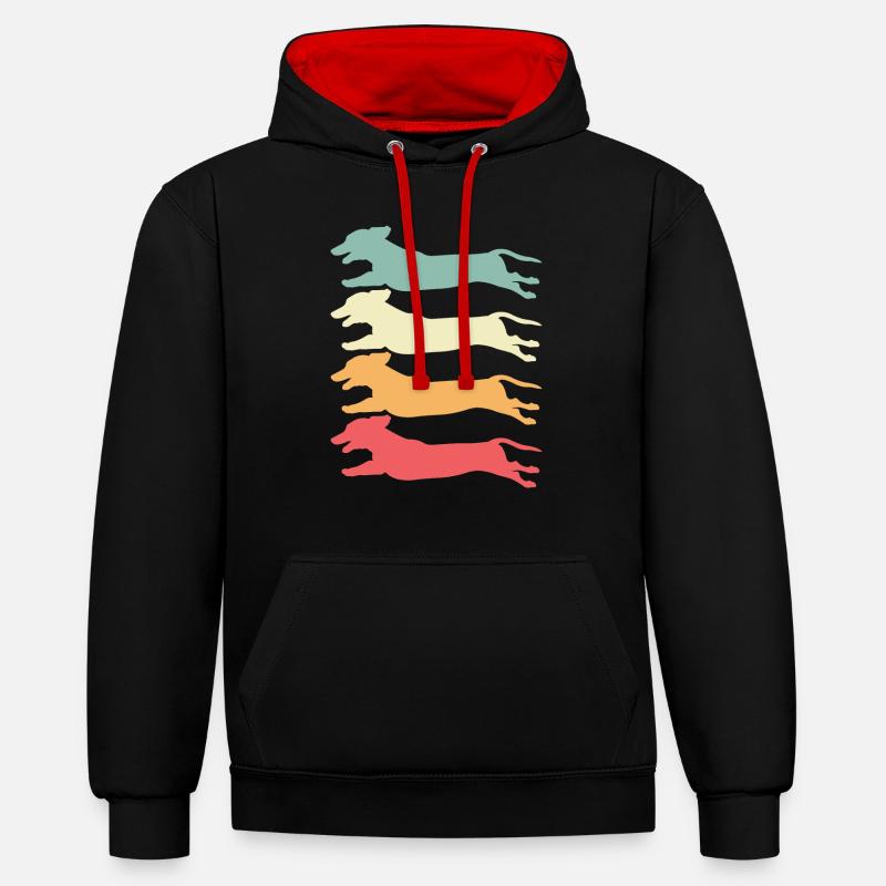 Teckel rétro - Sweat à capuche contrasté - noir/rouge