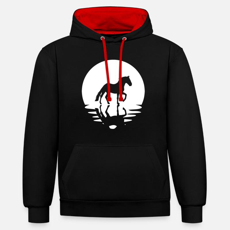 Cercle et réflexion - Cheval - - Sweat à capuche contrasté - noir/rouge
