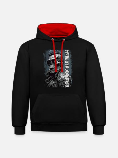 Grumpy old man - Contrast hoodie - black/red