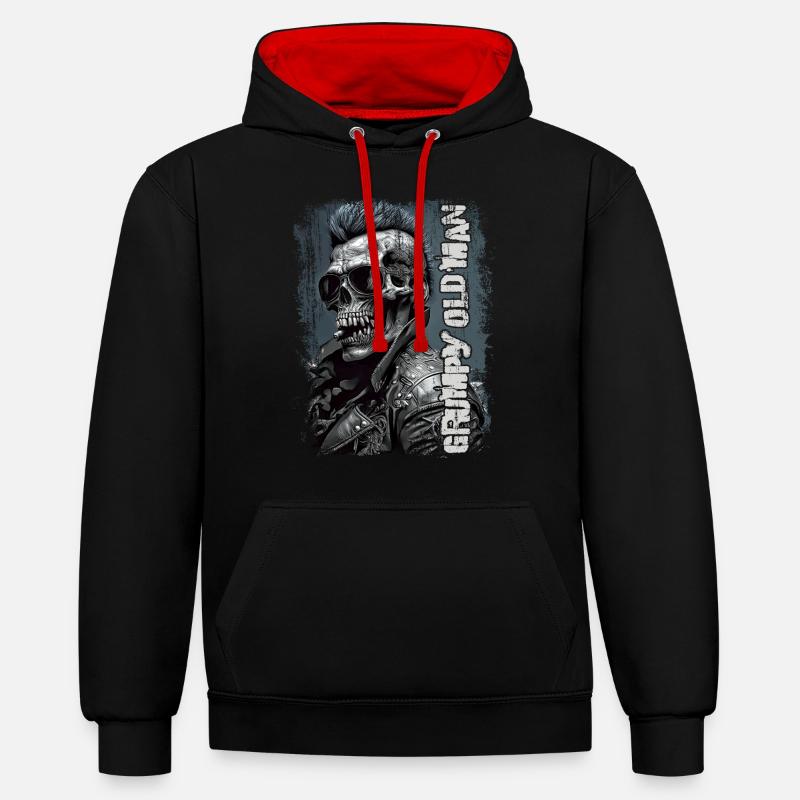 Vieil homme grincheux - Sweat à capuche contrasté - noir/rouge