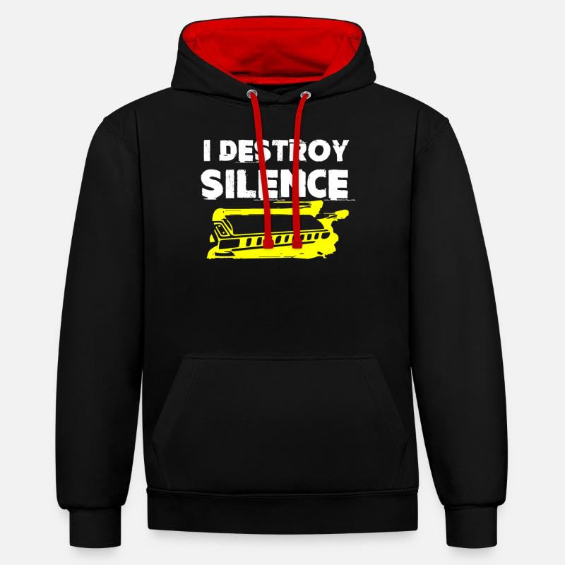 Harmonica player, Harmonica music - Contrast hoodie - black/red