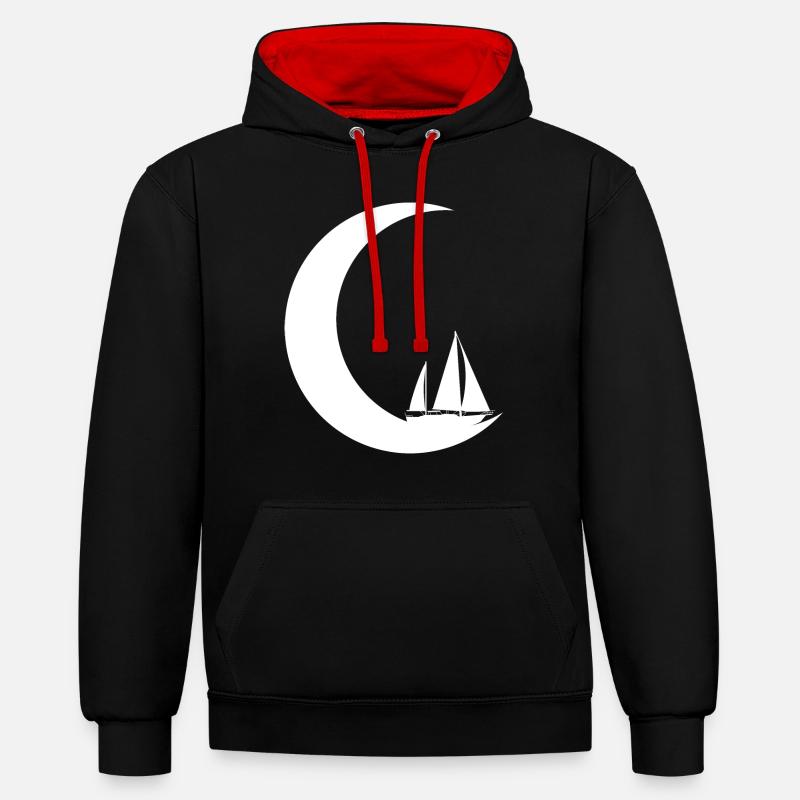 Croissant de Lune - Voile - - Sweat à capuche contrasté - noir/rouge