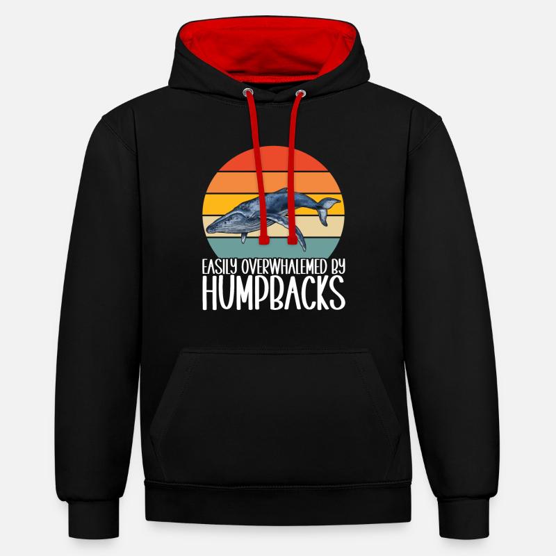 Observateurs de baleines - Sweat à capuche contrasté - noir/rouge