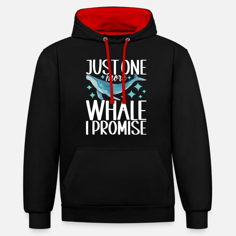 Observateurs de baleines - Sweat à capuche contrasté - noir/rouge