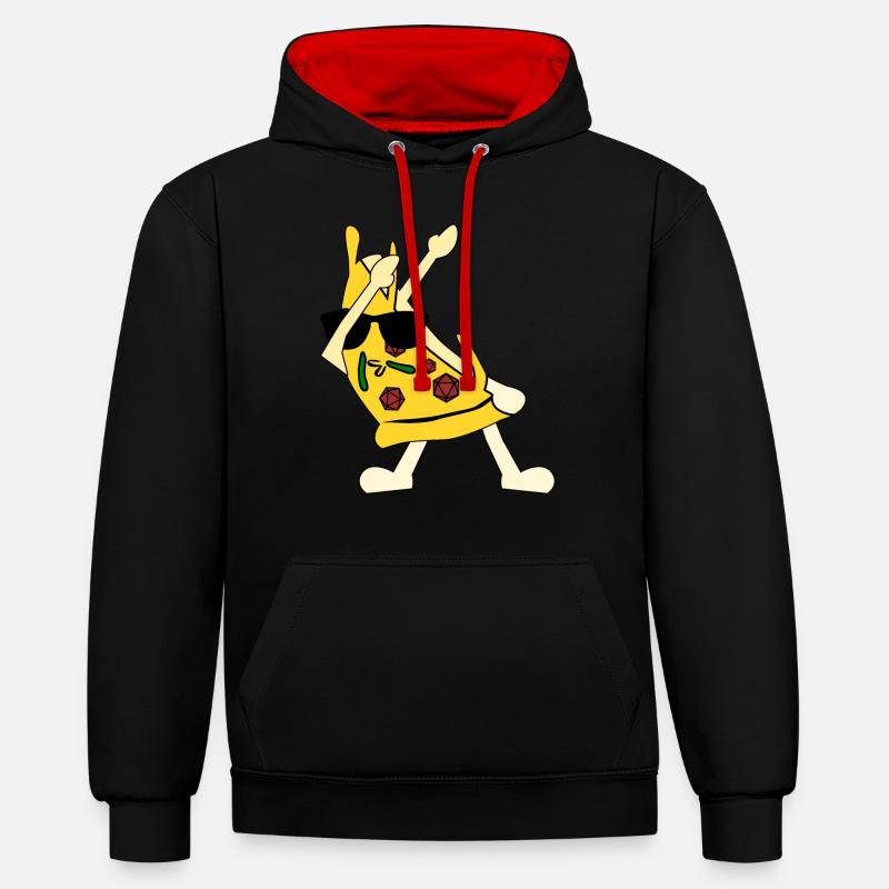 RPG Tabletop D20 Cube Pizza - Sweat à capuche contrasté - noir/rouge