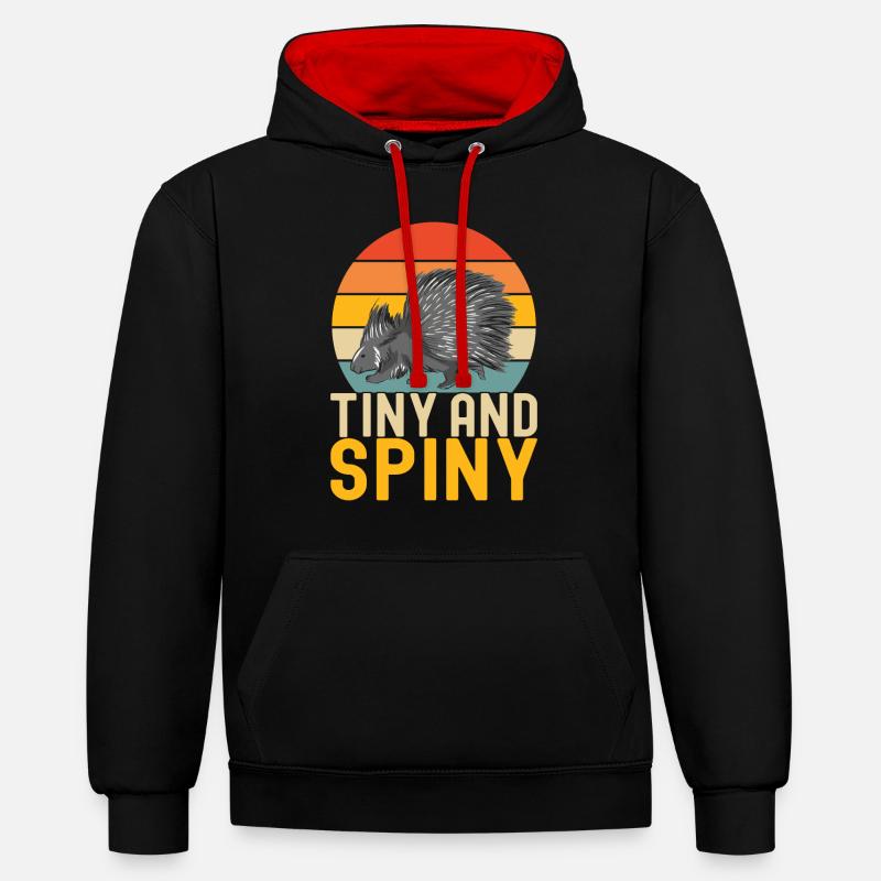 Porc-épic mignon - Sweat à capuche contrasté - noir/rouge