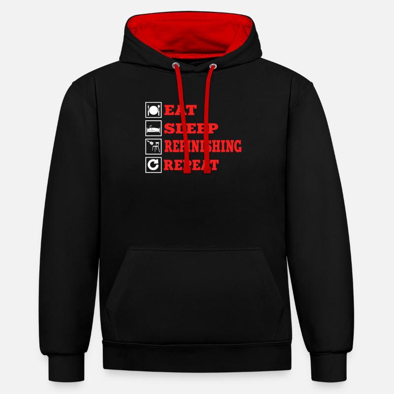 Refinish - Sweat à capuche contrasté - noir/rouge