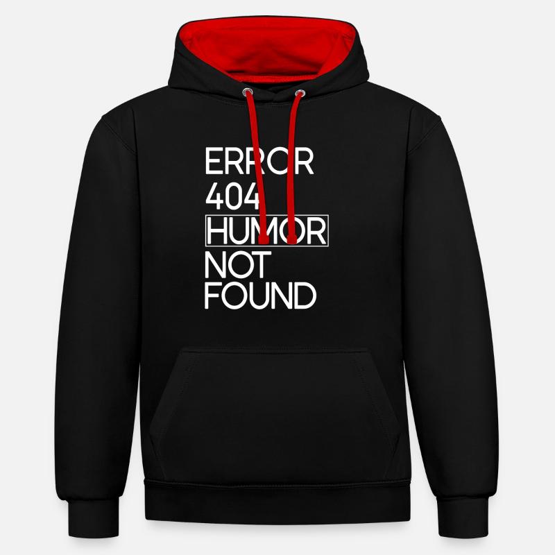 Code Fehler 404 Humor - Kontrast-Hoodie - Schwarz/Rot