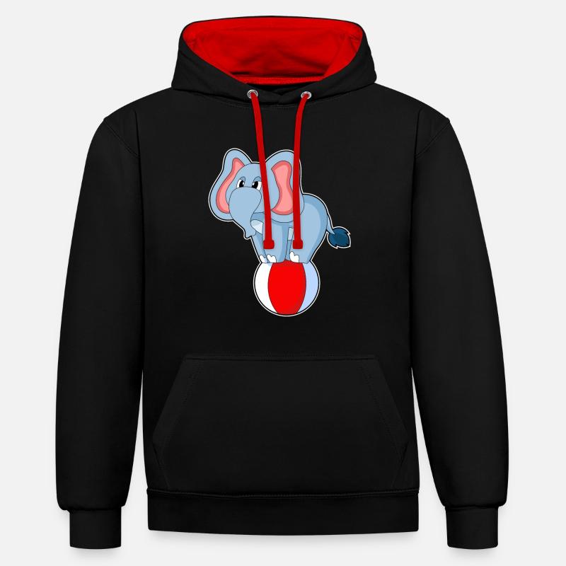 Cirque des éléphants - Sweat à capuche contrasté - noir/rouge