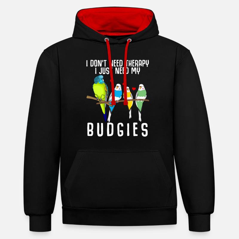 Perruche de Budgerigar - Sweat à capuche contrasté - noir/rouge