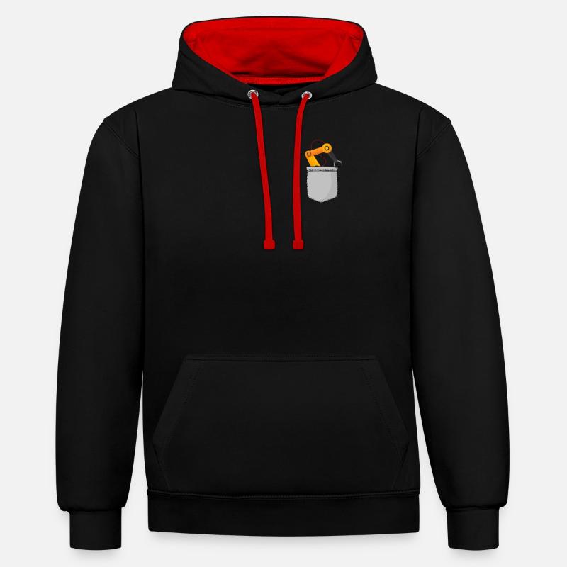 Robot Robotics Engineer Pocket - Kontrast-Hoodie - Schwarz/Rot