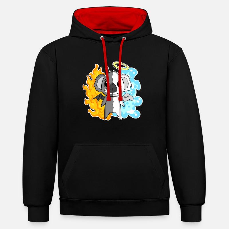 Koala - Anges et Diables - Sweat à capuche contrasté - noir/rouge