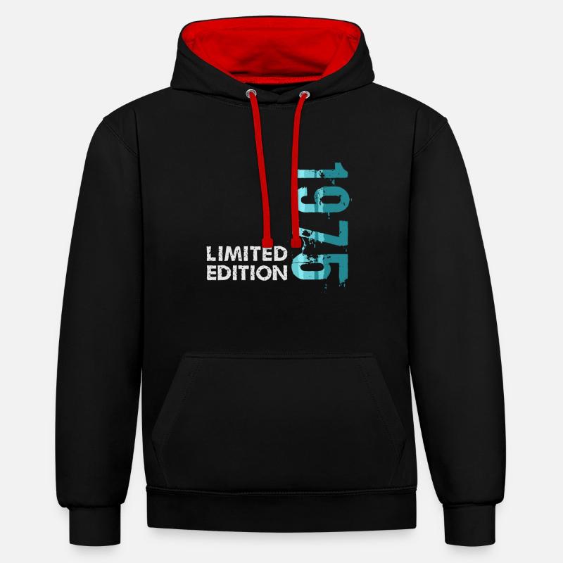1975 Édition limitée - Sweat à capuche contrasté - noir/rouge