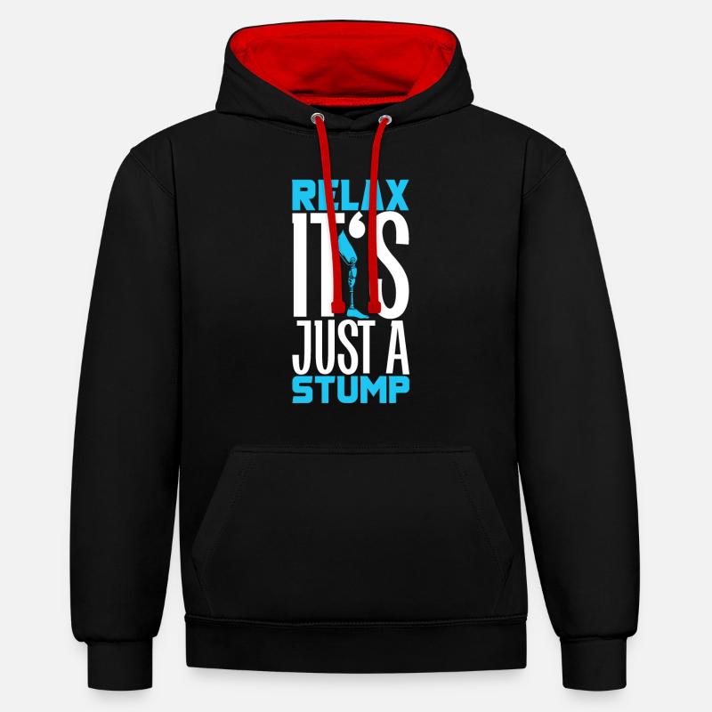 Prothèse de jambe - Sweat à capuche contrasté - noir/rouge