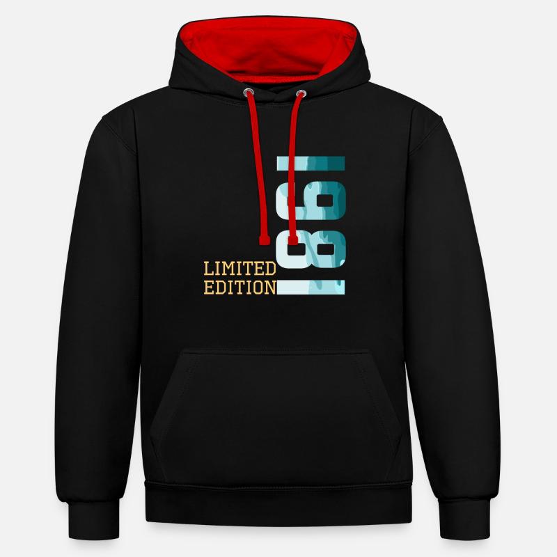 1981 Édition limitée - Sweat à capuche contrasté - noir/rouge