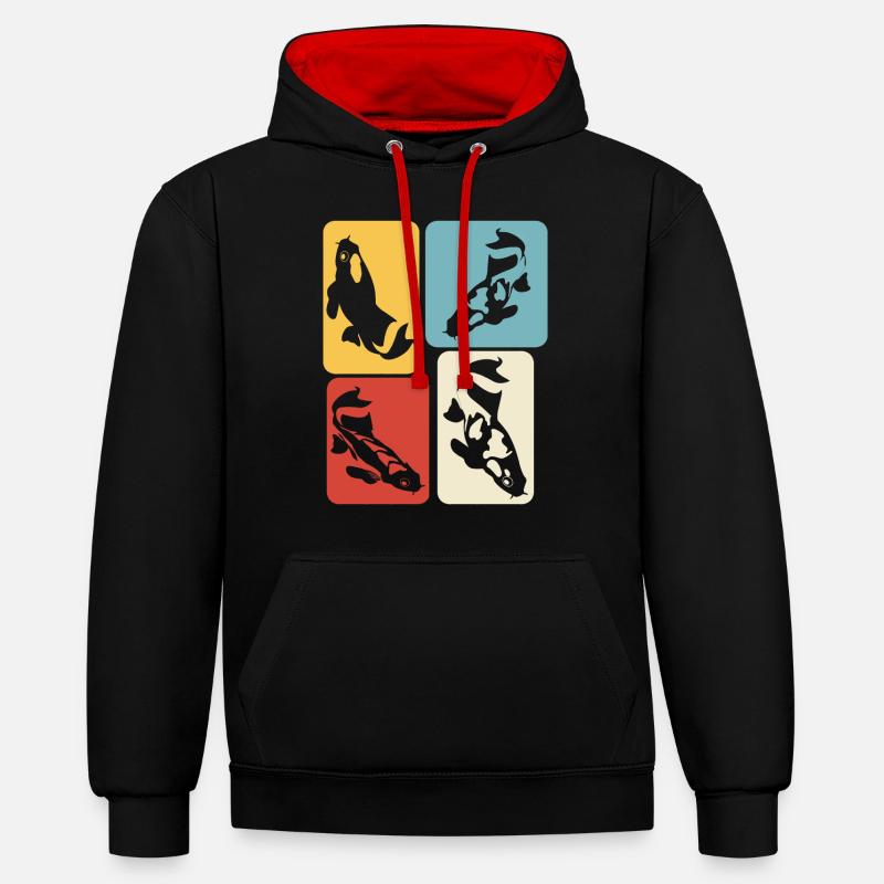 Koi Carp Retro Kois - Sweat à capuche contrasté - noir/rouge