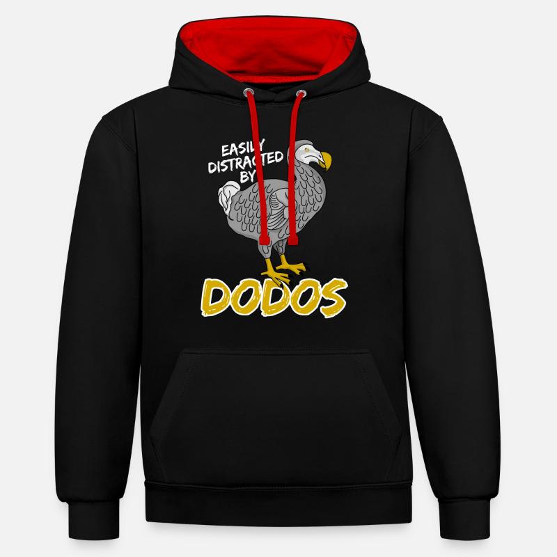 Dodo drôle Dodos - Sweat à capuche contrasté - noir/rouge
