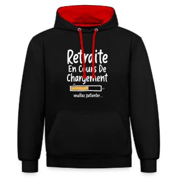 Retraite en cours de chargement - Sweat à capuche contrasté - noir/rouge - Devant - Anna (173cm) & Nico (186cm)