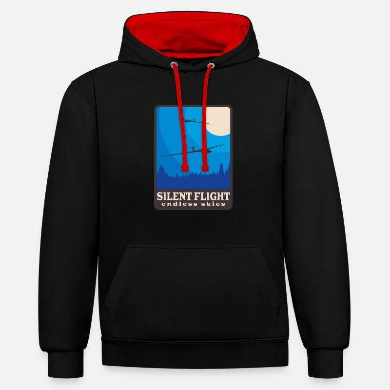 Planeur Planeur Rétro Planeur Pilote - Sweat à capuche contrasté - noir/rouge