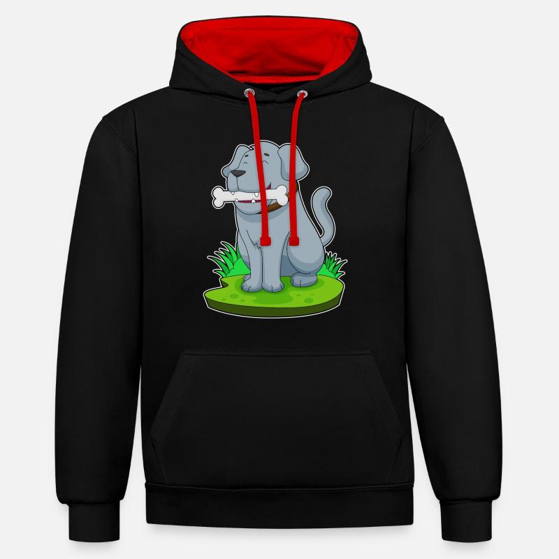 Os de chien - Sweat à capuche contrasté - noir/rouge