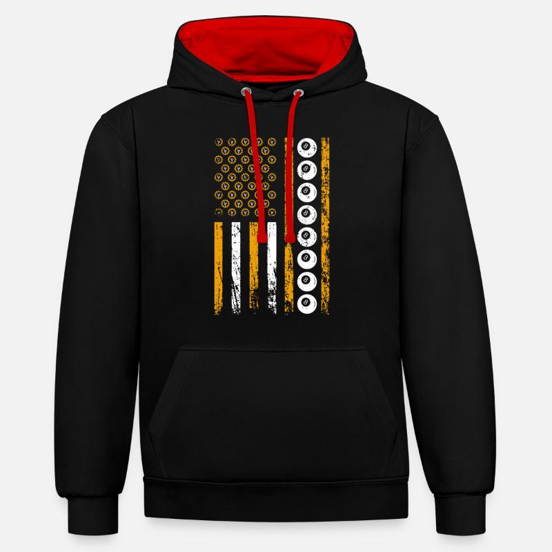 Drapeau sportif américain - Sweat à capuche contrasté - noir/rouge