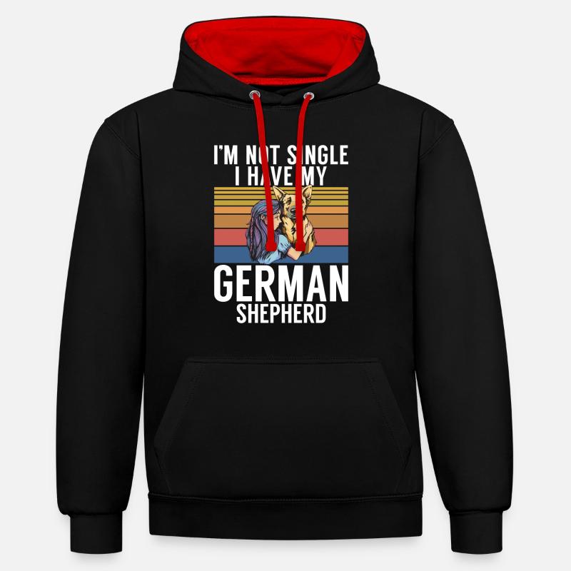 Deutscher Schäferhund Geschenke - Kontrast-Hoodie - Schwarz/Rot
