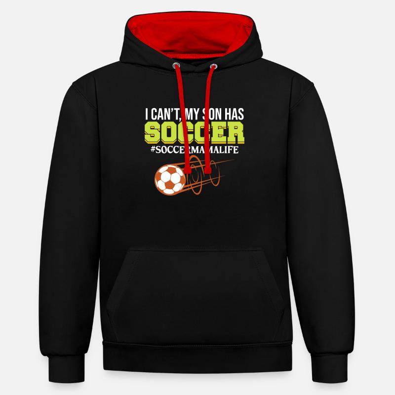 Son fils a - Sweat à capuche contrasté - noir/rouge