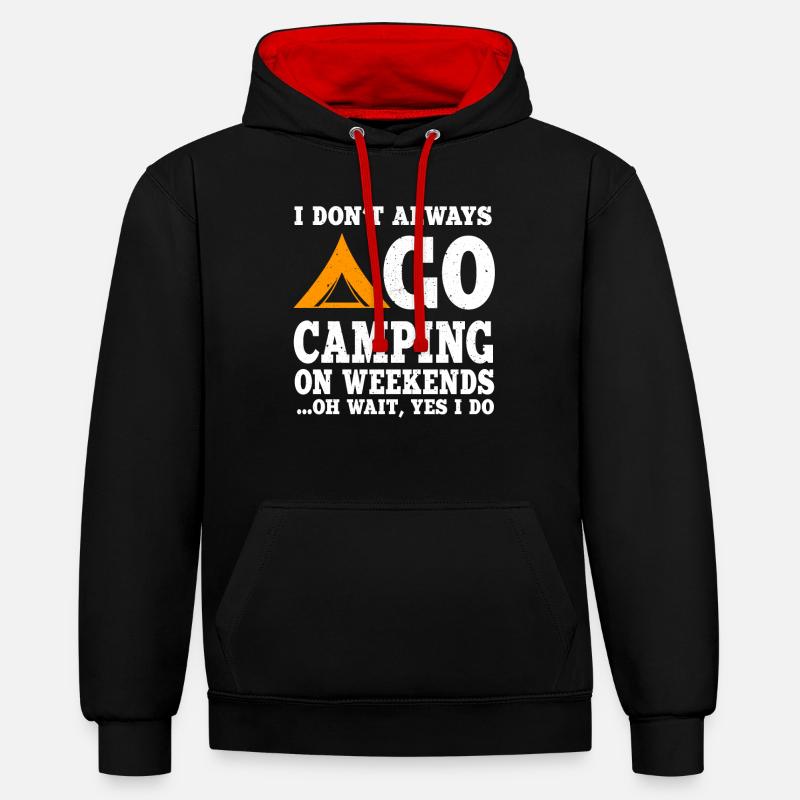 Fun Camping Lovers Cadeau - Sweat à capuche contrasté - noir/rouge