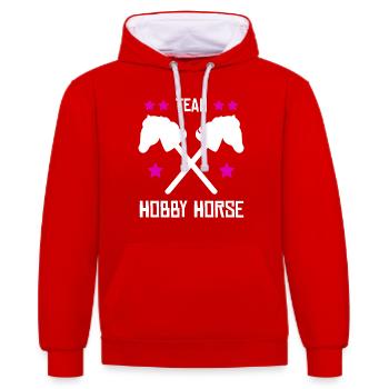 Hobby Horse Team Hobby Horsing - Sweat à capuche contrasté - rouge/blanc - Devant - Liana (172cm) & Jaron (178cm)