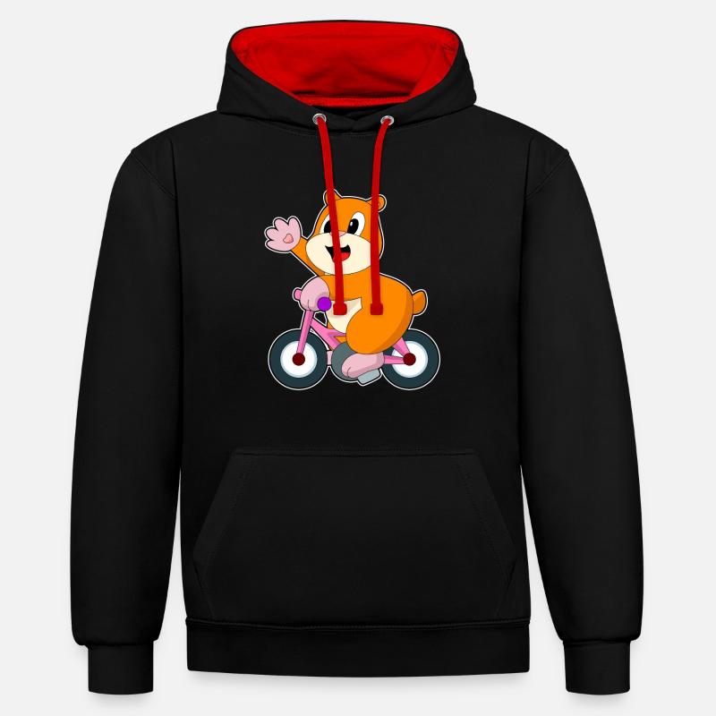 Vélo Hamster - Sweat à capuche contrasté - noir/rouge