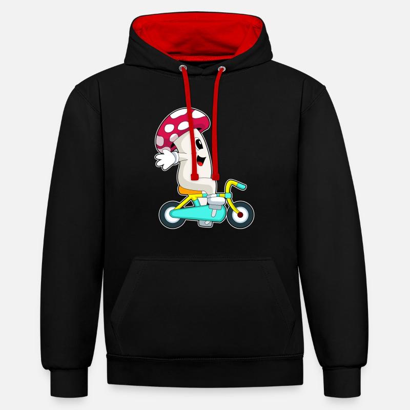 Vélo Pilz - Sweat à capuche contrasté - noir/rouge