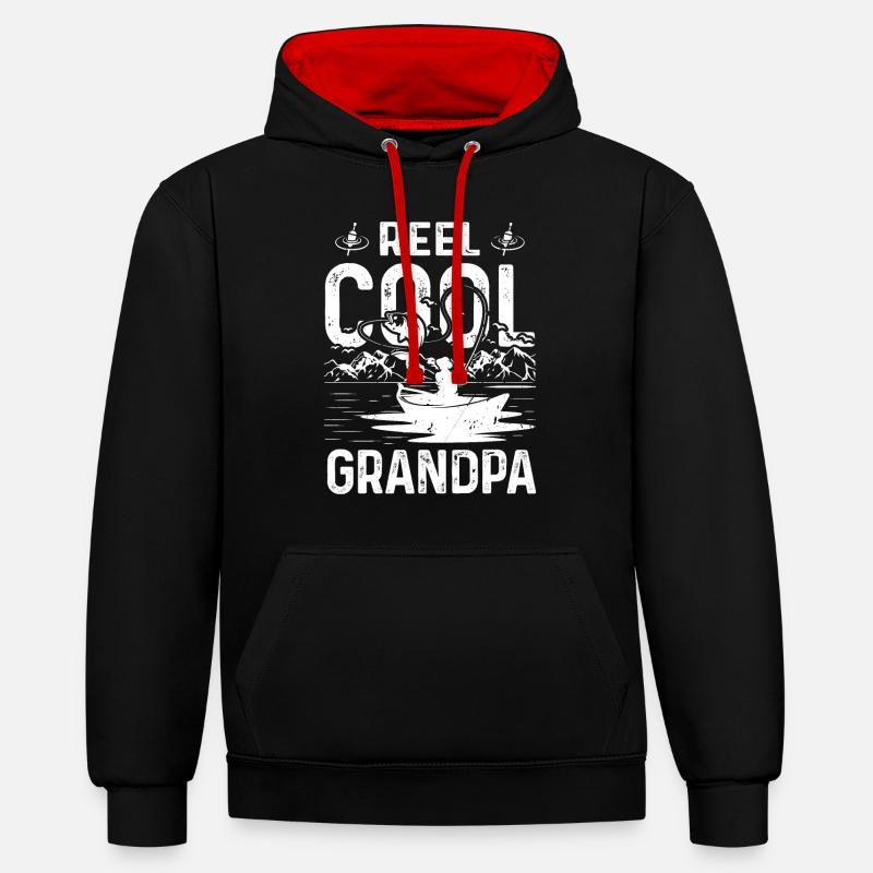 Roll Cool Grand-père - Sweat à capuche contrasté - noir/rouge