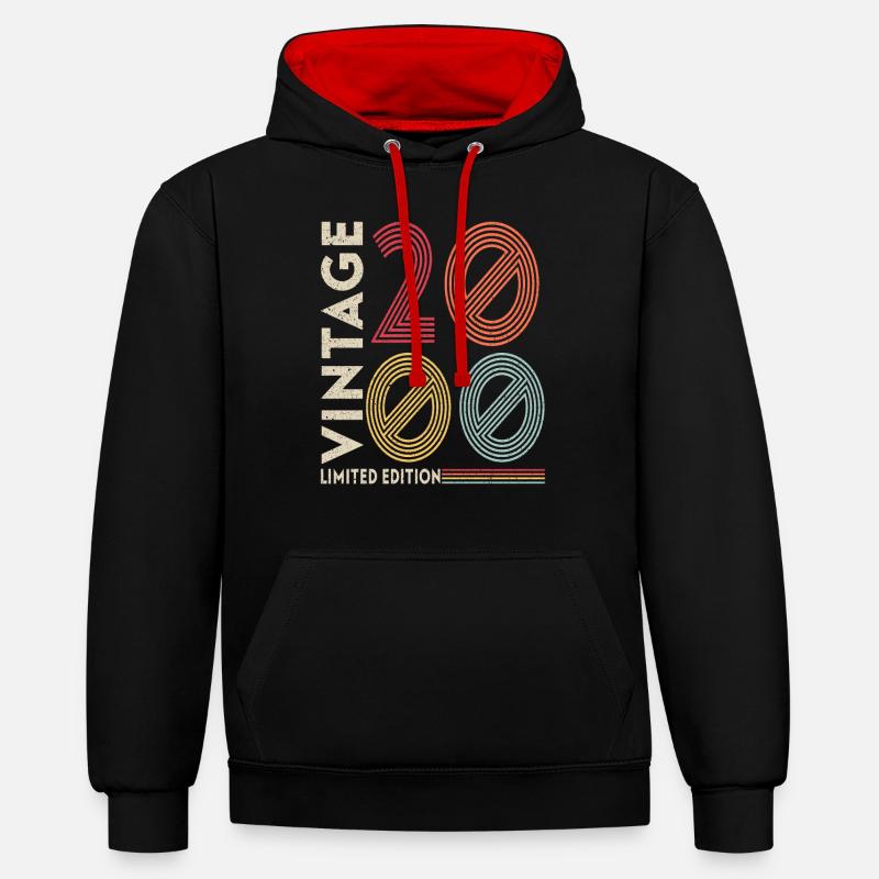 Original 2000 - Sweat à capuche contrasté - noir/rouge