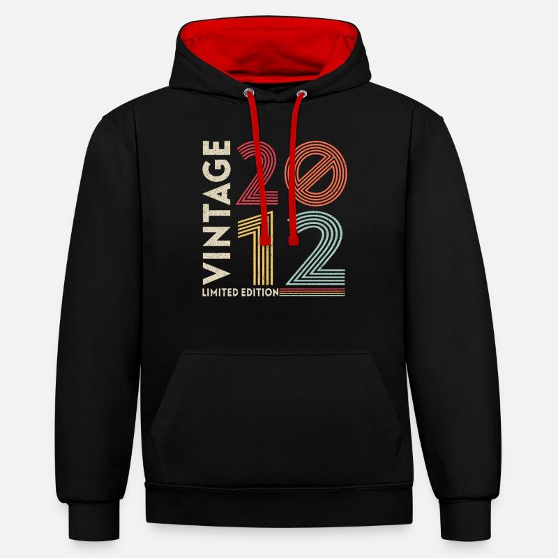 2012 Unique - Sweat à capuche contrasté - noir/rouge