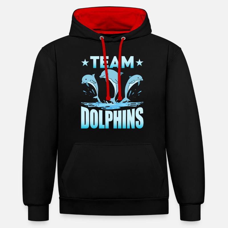 Équipe Dauphins - Sweat à capuche contrasté - noir/rouge