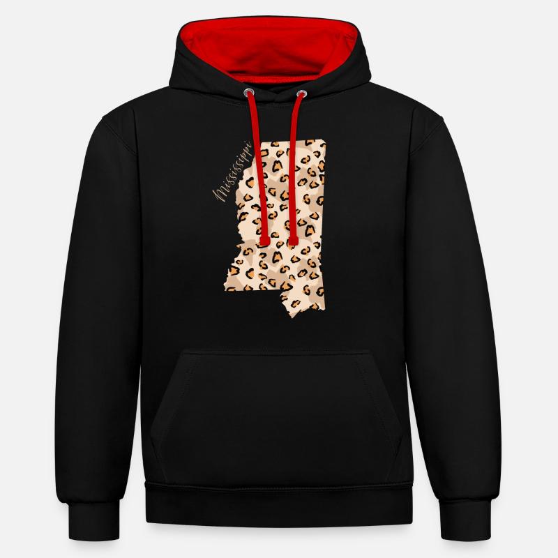 Mississippi Leopard Pattern Map Leo - Sweat à capuche contrasté - noir/rouge