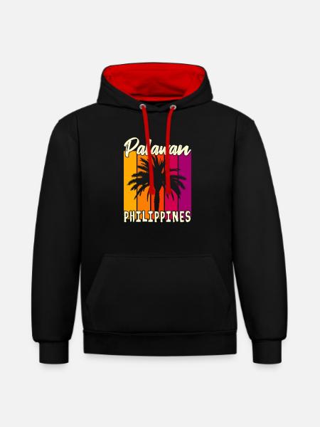 Palawan Philippines Sunset - Contrast hoodie - black/red