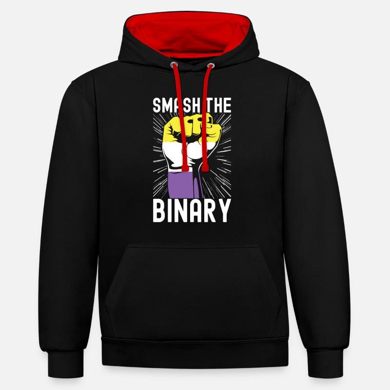 Non Binary Pride Genderqueer - Kontrast-Hoodie - Schwarz/Rot