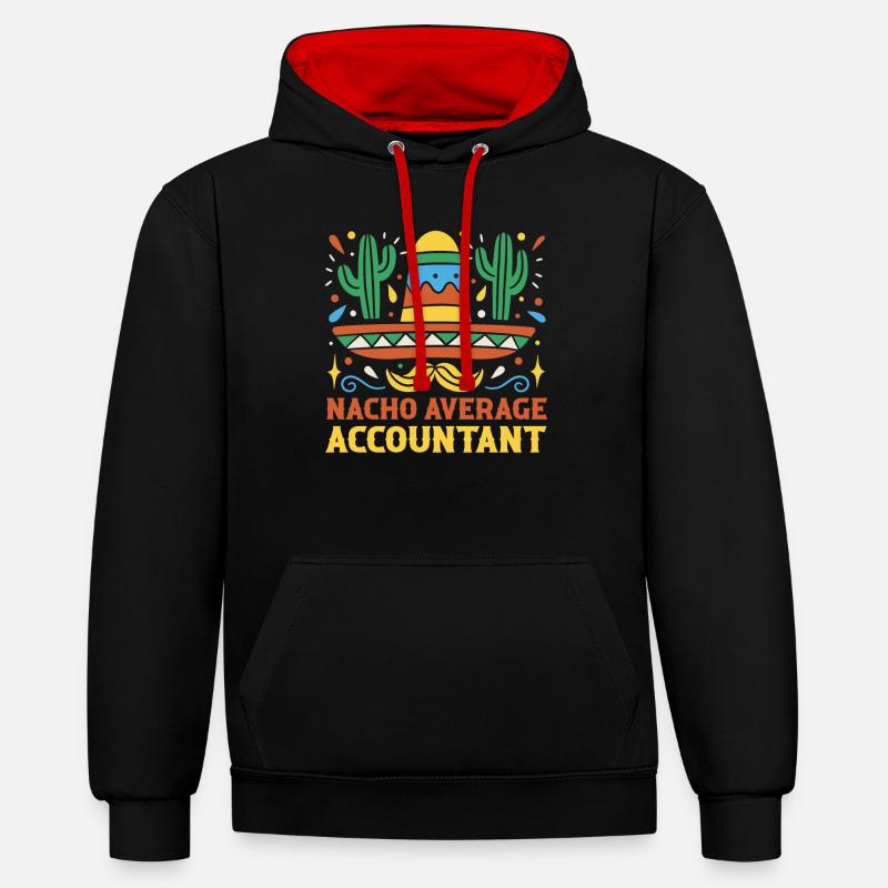 Nacho Comptable moyen - Sweat à capuche contrasté - noir/rouge