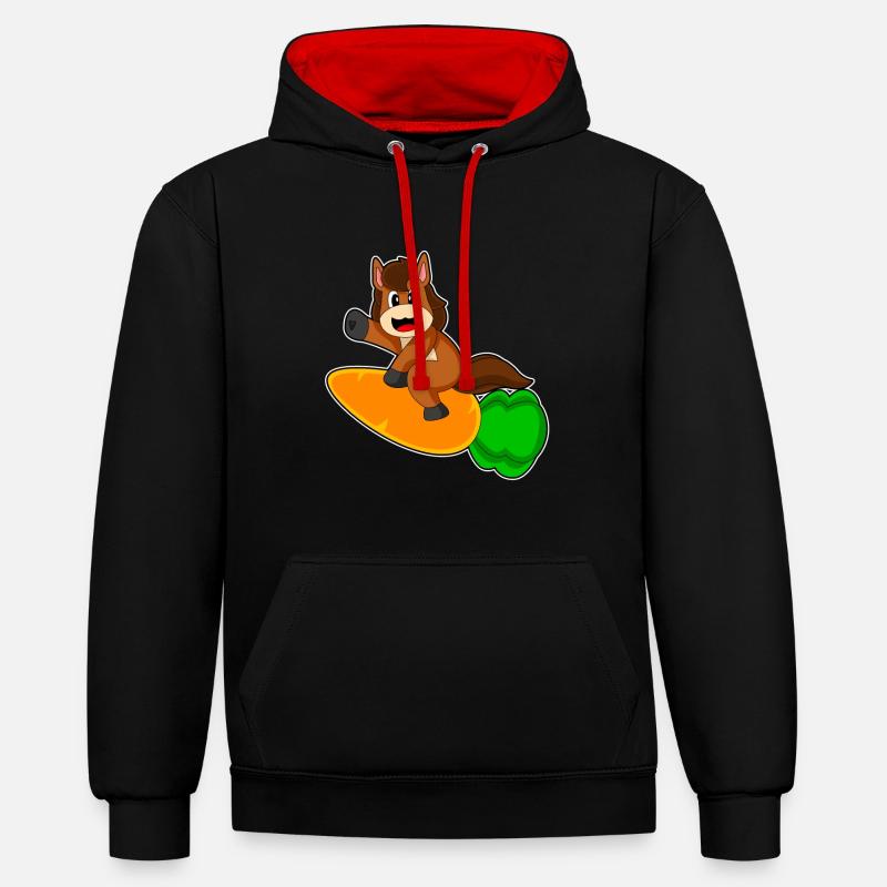 Cheval Carrot Rocket - Sweat à capuche contrasté - noir/rouge