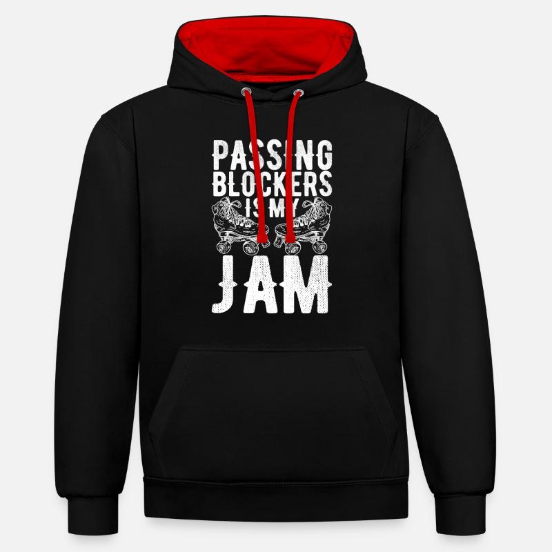 Roller derby - Sweat à capuche contrasté - noir/rouge