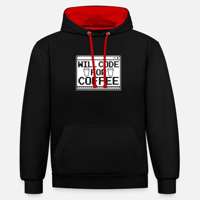 Entwickler Coder Programmierer Kaffee - Kontrast-Hoodie - Schwarz/Rot